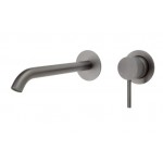 Kaya Wall Basin/Bath Mixer Set, Gun Metal, Round Plates, 200mm Outlet